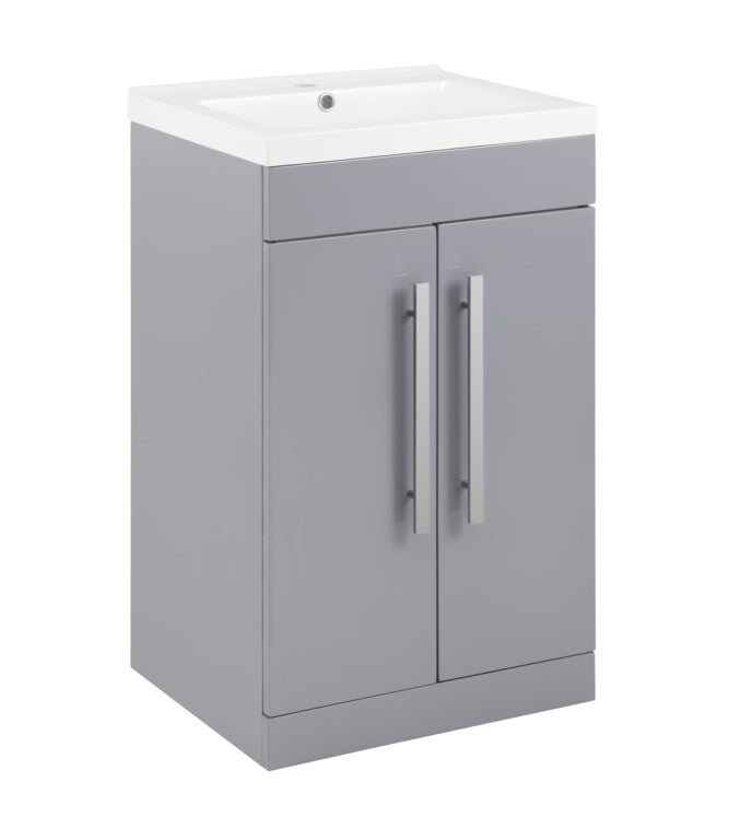 Avalon 2 Door Grey Bathroom Basin Unit 500mm