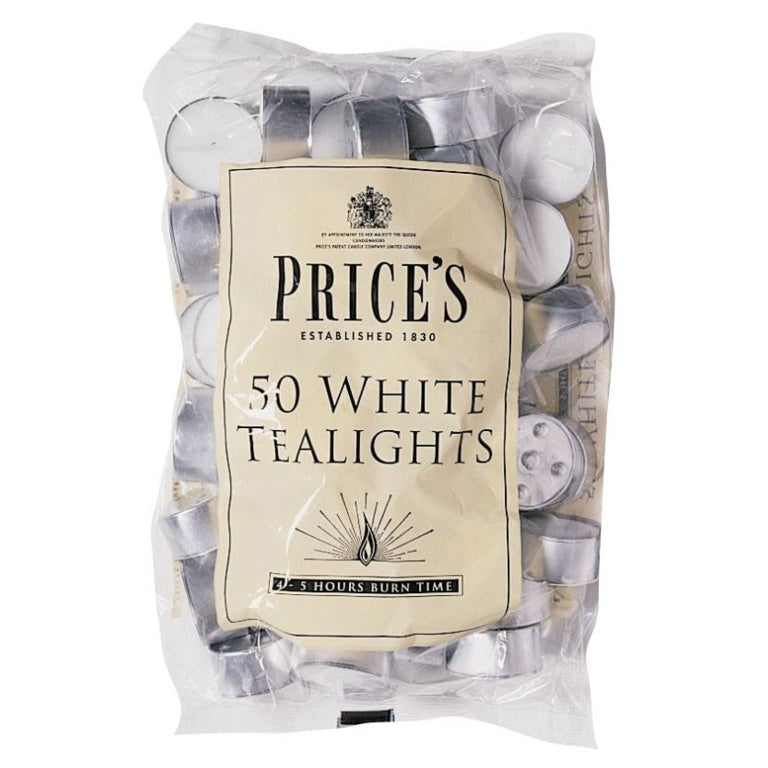 Prices White Tealights Candles 50pk