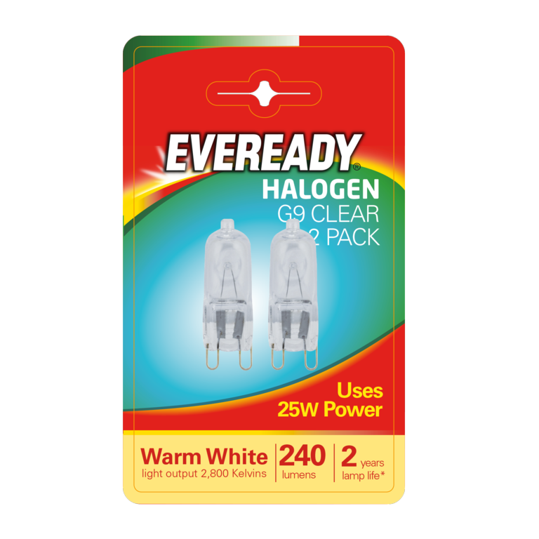 Eveready G9 Capsule Clear Light Bulb BL2 25W Twin Pack