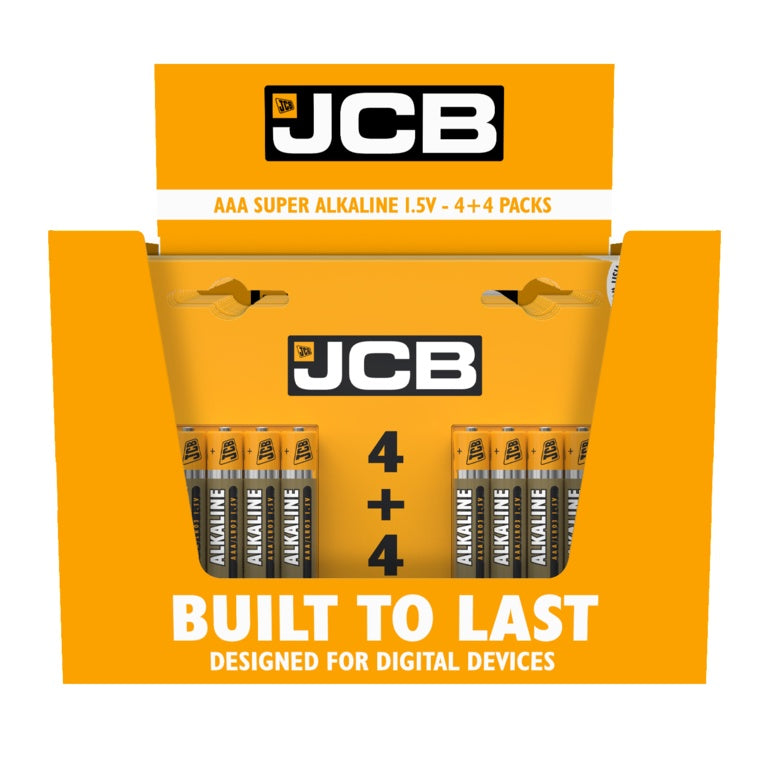 JCB AAA Super Alkaline Batteries 4 Plus 4