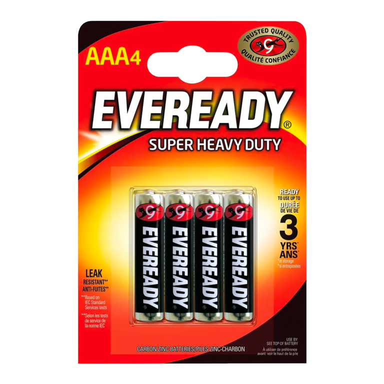 Eveready AAA Super Heavy Duty Batteries 4PK