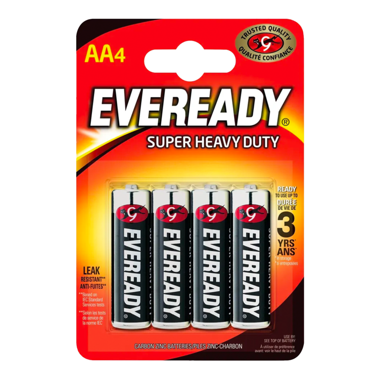 Eveready Super Heavy Duty AA Batteries 4pk