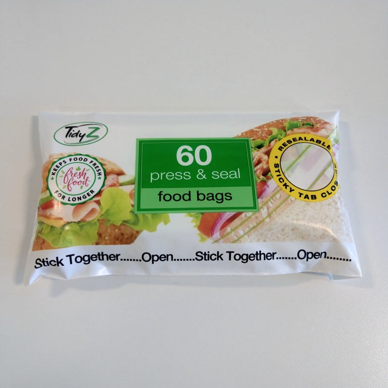 TidyZ Press & Seal Food & Freezer Bags 60 Bags