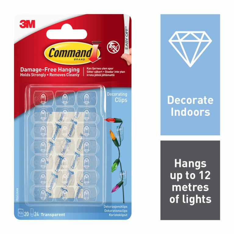 3M Clear Decorating Clips with Clear Strips