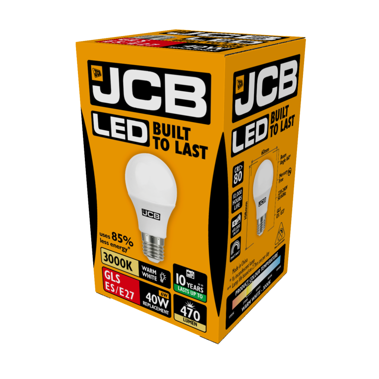 JCB LED A60 Light Bulb 470lm Opal 6w