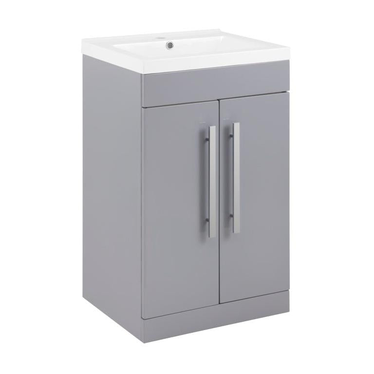 Avalon 2 Door Grey Bathroom Basin Unit 500mm