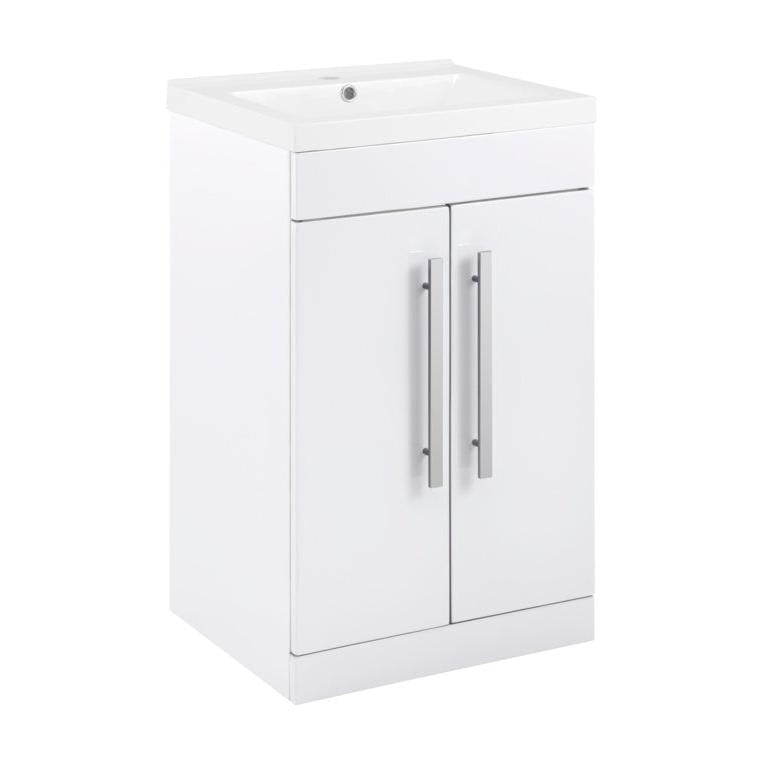 SP Avalon 2 Door Gloss White Basin Sink Unit 500mm