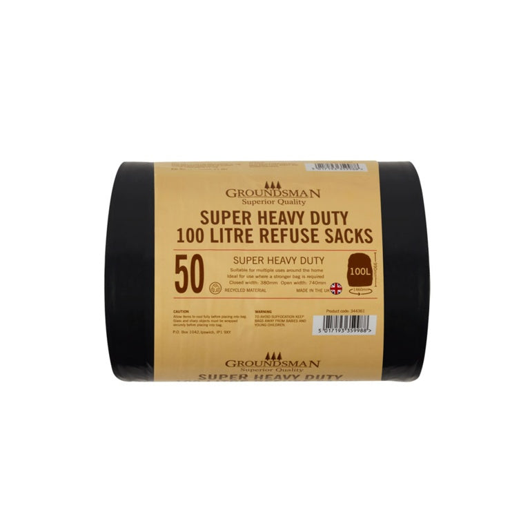 Groundsman Super Heavy Duty Refuse Sacks Bin Bags 50pk