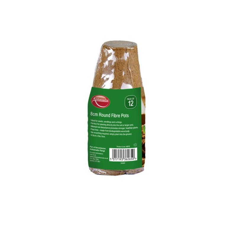Ambassador Round Fibre Pots 8cm 12 Pots
