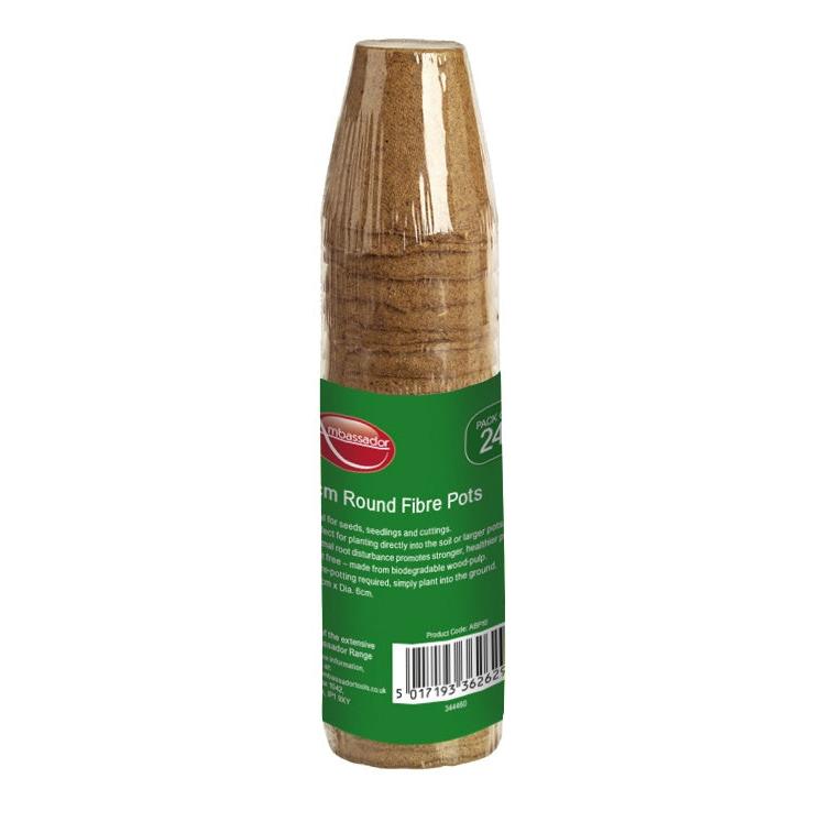 Ambassador Round Fibre Pots 24 Pots