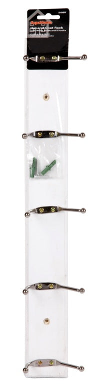 Hat and Coat Rack with 5 Chrome Hooks