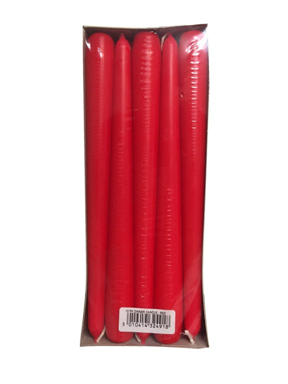 Red Dinner Candles Pack 10