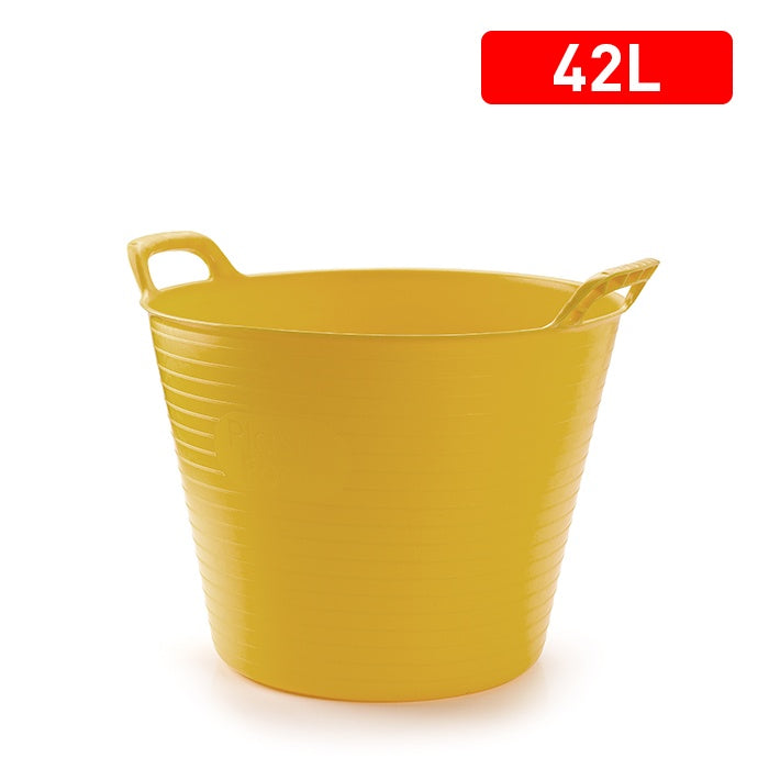 Yellow Eco Recycled Plastic Animal Feed Tub/Bucket 42L