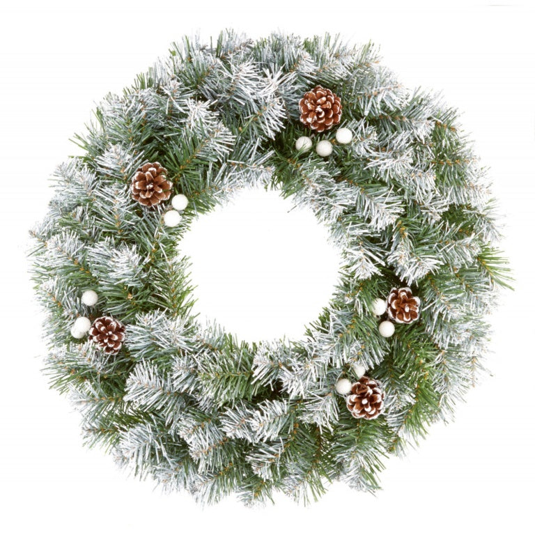 Christmas Snow Tipped Wreath Berry & Cone