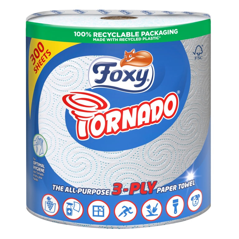 Foxy Tornado Kitchen Roll Single 3ply