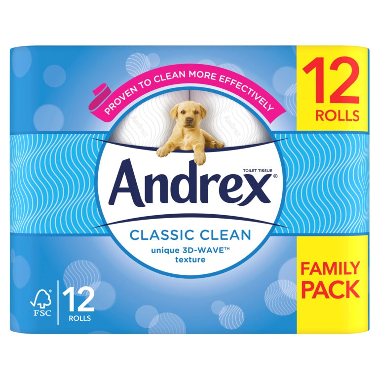 Andrex Classic Clean White Toilet Rolls 12 Pack