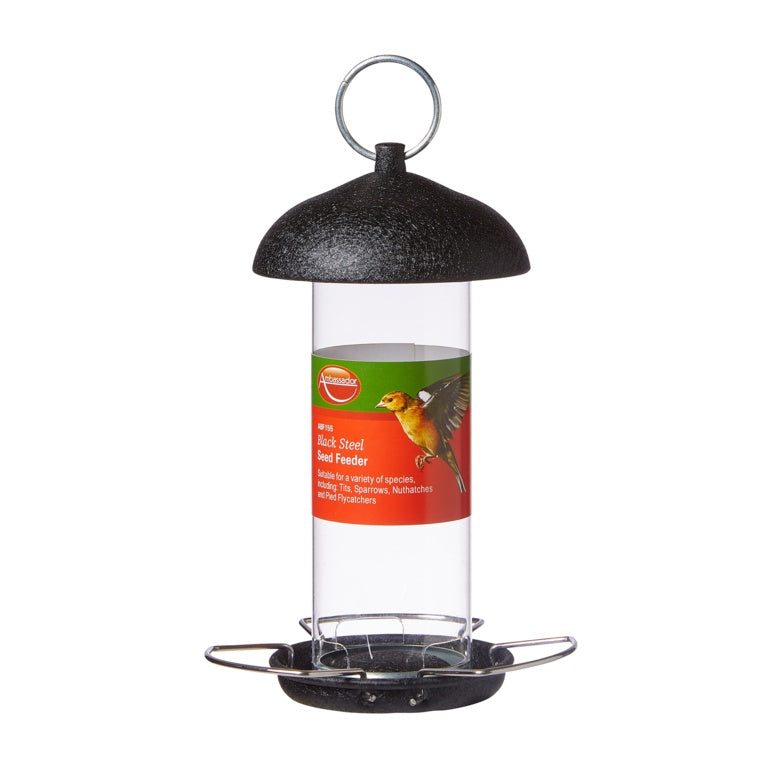 Black Steel Bird Seed Feeder