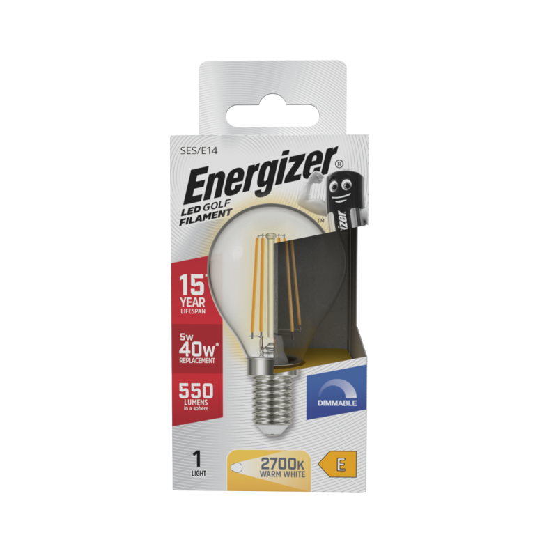 Energizer Filament LED Golf E14 Dimmable 5w Lightbulb