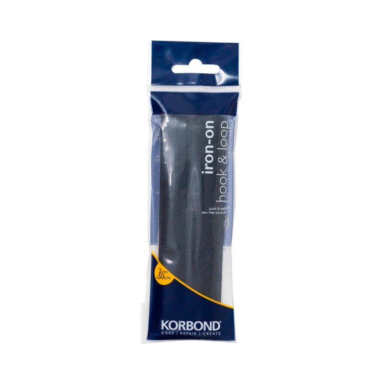 Korbond Iron On Hook & Loop Black