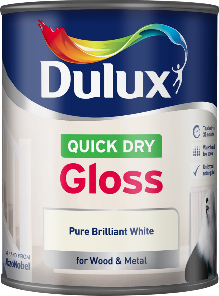 Dulux Quick Dry Pure & Brilliant White Gloss Paint 750ml