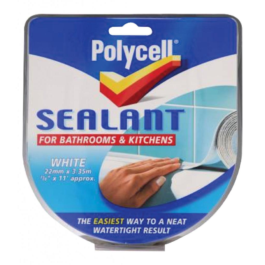 Polycell Sealant Strip Bathroom & Kitchen - White 22mm X 3.35M