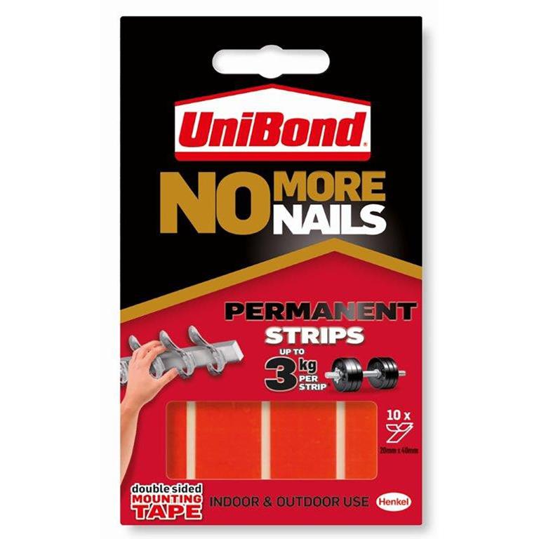 Unibond No More Nails Permanent Strips Pack Of 10 Strips