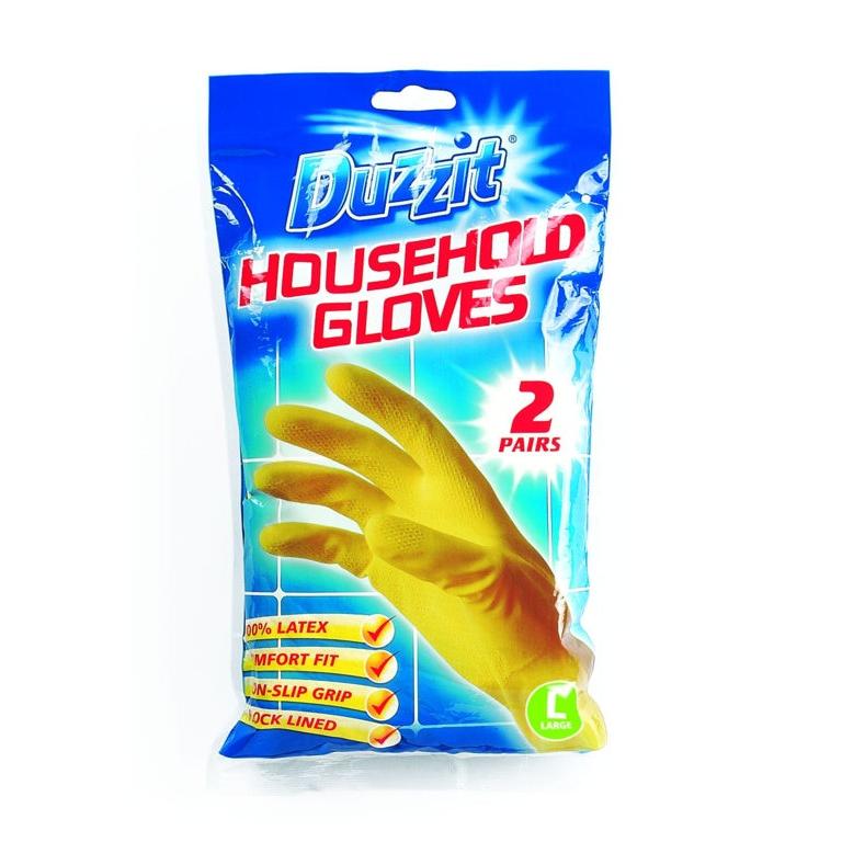 Duzzit Large Latex Household Gloves 2pk
